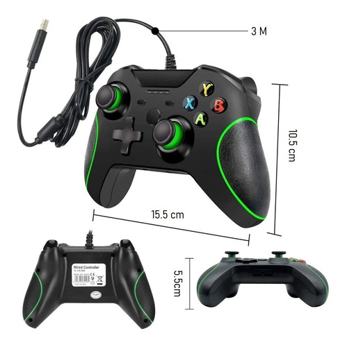 Imagen 6 de 9 de Control Mando Para Consola Xbox One Con Cable Joystick Pc 3m