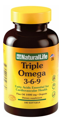 Triple Omega 3 6 9 Natural Life X 100 Cap Sabor Sin Sabor