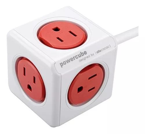 powercube color verde 5 tomas schuko 230v. toma enchufable