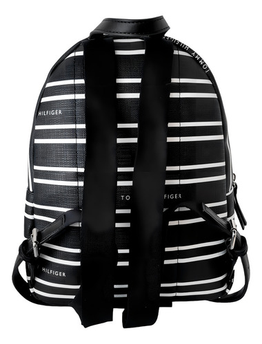 Mochila urbana Tommy Hilfiger 69J2054 color negro diseño rayas 5L