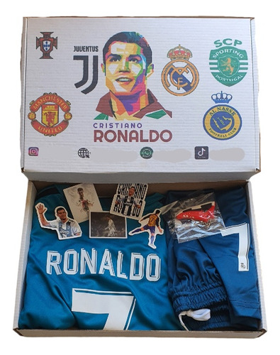 Kit Caja Temática Niño Cr7 Retro Ronaldo Rm 2017/18