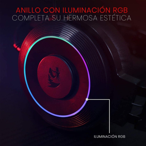 Imagen 5 de 8 de Auriculares gamer Redragon Chroma Lamia 2 black con luz rgb LED