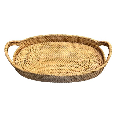 Bandeja Rattan Ovalada 42x22 Cms Importada Indonesia