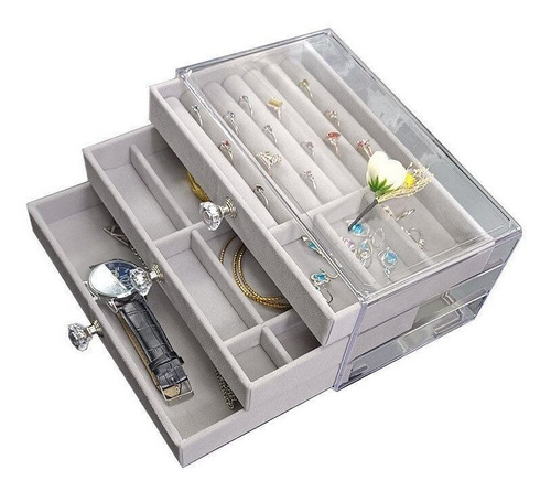 Imagen 4 de 8 de Joyero Acrílico De 3 Niveles, Caja Para Joyas, Organizador