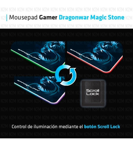 Imagen 5 de 10 de Mouse Pad Gamer Magic Stone Luz Rgb 36 Cm Dragonwar Premium