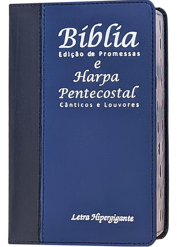Bíblia Letra Hipergigante Com Harpa Ed. Promessas - Azul