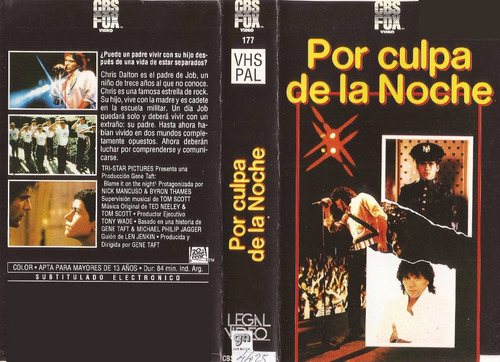 Por Culpa De La Noche Vhs Blame It On The Night 1984