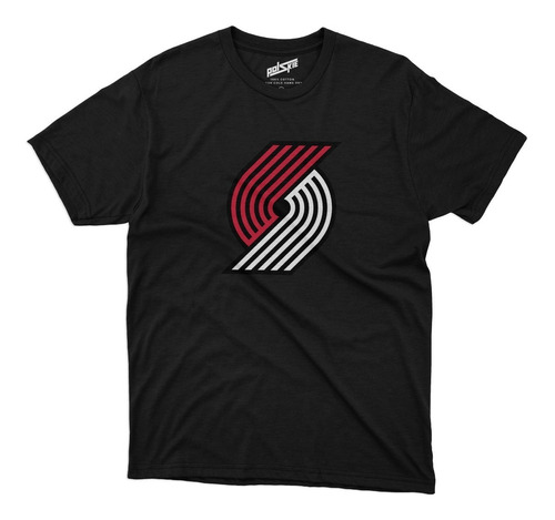 Remera Basket Nba Portland Trail Blazers Negra Logo Completo