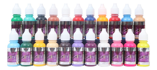 Kit 22 Pinturas Acrílicas Para Mano Alzada City Nails