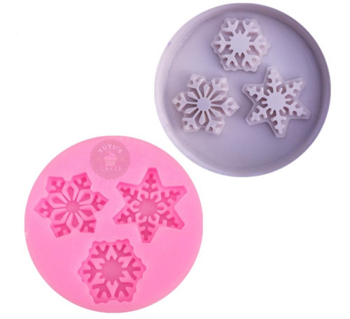 Molde De Silicona Copos De Nieve Chico Fondant Porcelana