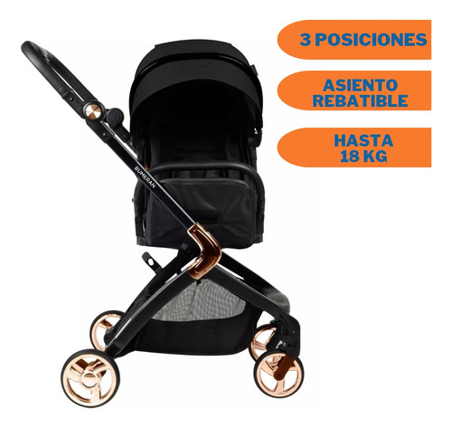 Imagen 5 de 10 de Coche Cuna Bebe Bumeran Mega Baby 360º Convertible Compacto