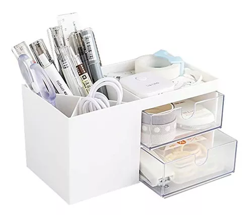  Organizador de escritorio de madera multifuncional, caja de  almacenamiento de suministros de oficina en casa y oficina, organizador de  escritorio y accesorios, accesorios organizadores de escritorio, accesorios  de escritorio, color beige 