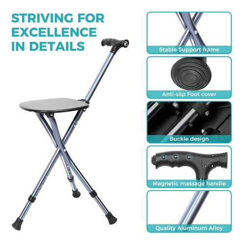 Antuntra Portable Plegable Castreando Con Asiento, Asiento