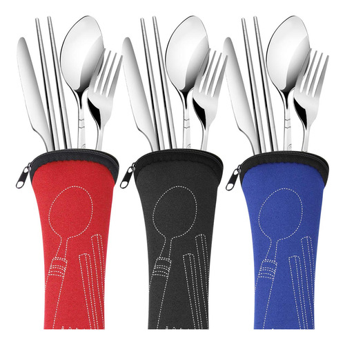 Arroyner 3 Pack Reusable Flatware Sets De Cuchillo, Y6bhg