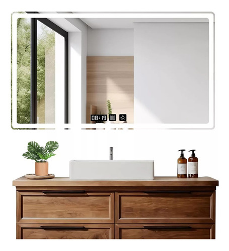 Banna Espejo Led Para Baño 70x90cm Touch 3 Modo Con Función Antiva
