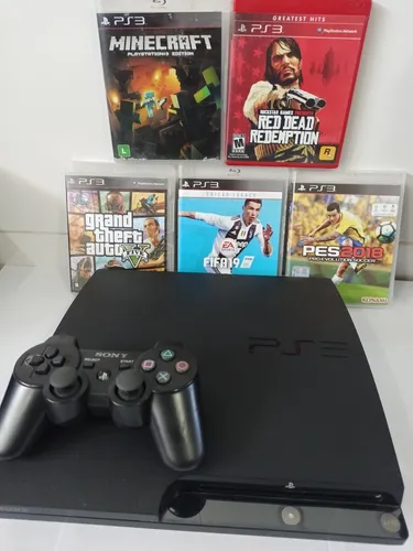 Playstation 3 Slim ,controle,pes ,fifa 19 ,gta V, Garantia Playstation 3 Slim ,controle,pes ,fifa 19 ,gta V, Garantia