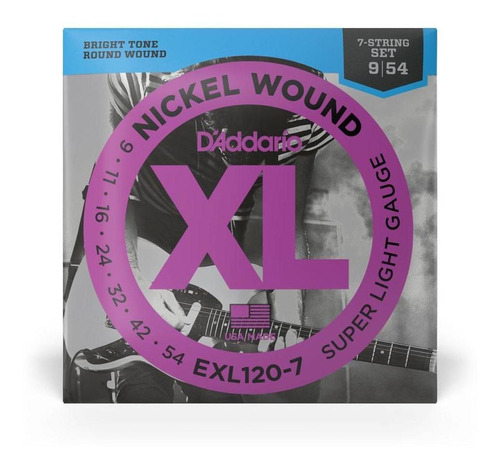 Encord Guitarra 7c .009 D'addario Xl Nickel Wound Exl120-7