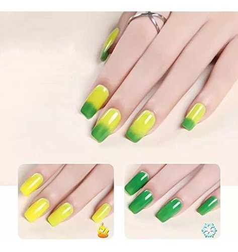 Esmalte De Gel En Color Verde Cambia Color Con Temperatura