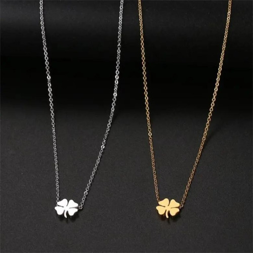 Imagen 3 de 3 de Trebol Minimalista Collar Mujer Hombre Acero Inoxidable Moda