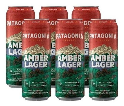 Cerveza Patagonia Amber Lager Lata 410ml Pack X6