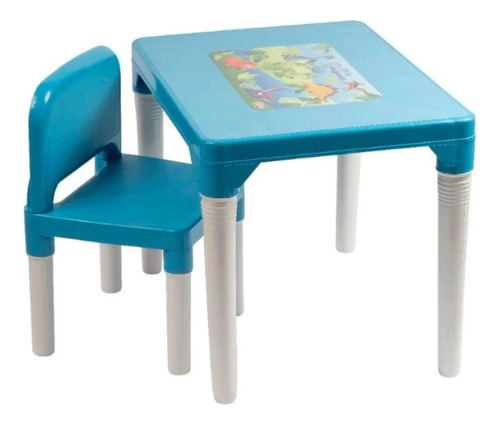 Mesinha Didática Resistente Infantil C/ 1 Cadeira Azul