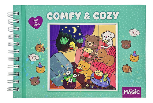 Caderno Para Colorir 50 Folhas Ilustradas Comfy & Cozy Verde