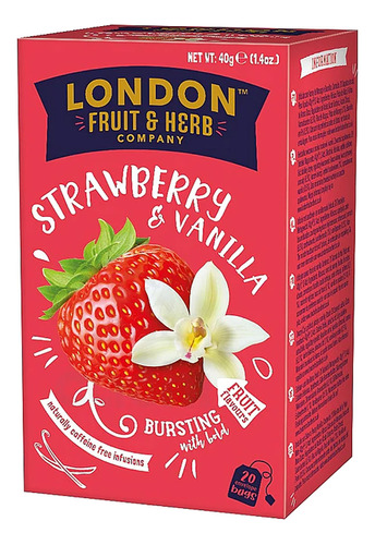 Te London Fruit & Herb Strawberry Vanilla 20 Sob Sin Cafeína