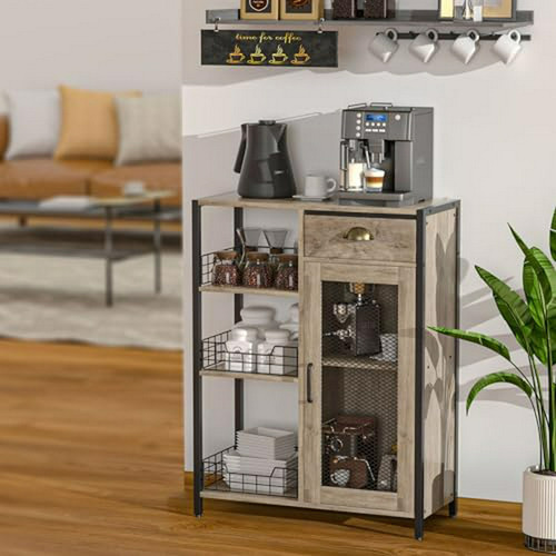 Mueble De Barra De Café De 3 Niveles Con Cajón De Almacenami