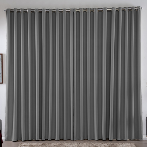 Cortina Blackout Texfine Blecaute Corta Luz Tecido Grosso 3,00x2,50m Bloqueia Luminosidade Cinza