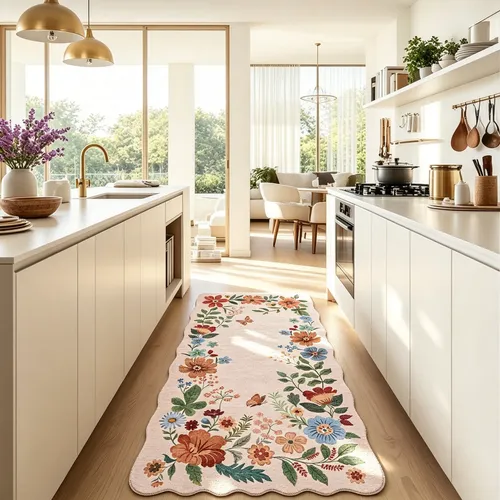 Tapete Passadeira Trilho 100x50 Macio Antiderrapante Grande 1 M 50 Cm Borda Arredondada Rosa Floral