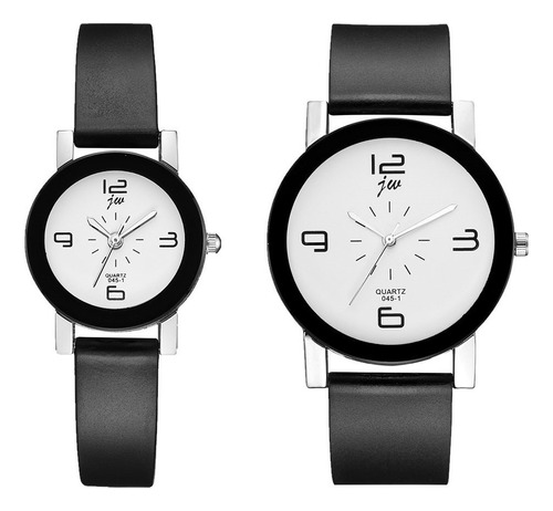 Duo Pareja Relojes Negros Hermosos S Color De La Correa Blanco