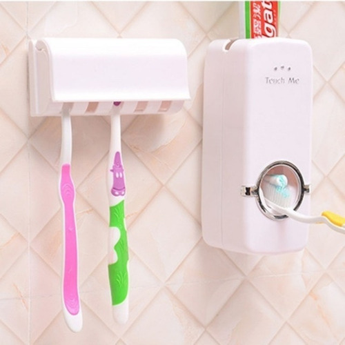 Imagen 3 de 8 de Dispenser Pasta Dental Porta Cepillo 2 En 1 Soporte Touch Me