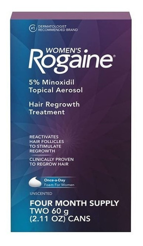 Rogaine Dama 5% Minoxidil Espuma Regenera Folicolas Cabello