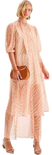 Vestido Longo Em Chiffon Zebra Com Cinto Lez A Lez