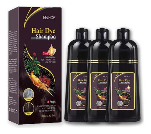 Champús Instantáneos Para Teñir El Cabello Castaño 3pcs
