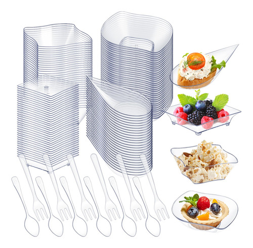 Tessco Juego De 400 Mini Platos De Postre De Plastico Transp