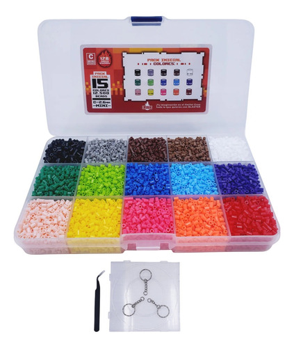 Pack 5mm Hama/perler/arktal Beads 1500 Unidads. 15 Colores