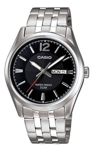 Reloj Casio Hombre Mtp-1335d-1a Color de la malla Plateado Color del bisel Plateado Color del fondo Negro