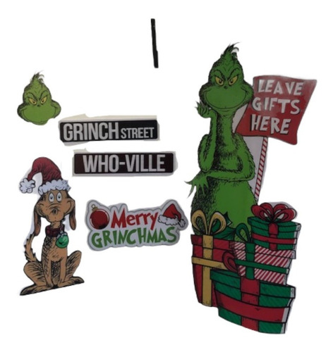 Grinch Mod 34 Letreros Paquete Arbol Navidad