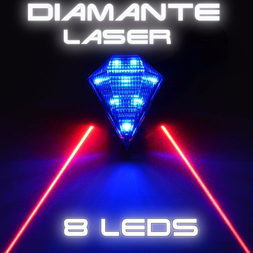 Imagen 4 de 5 de Luz De Bicicleta Diamante 8 Led + Laser Bici Colores