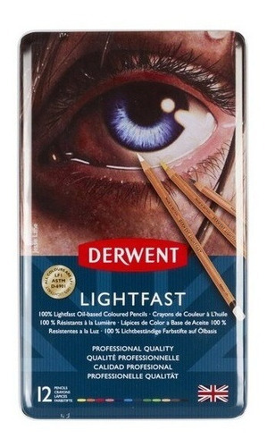 Derwent Lightfast Estuche De Metal Con 12 Piezas Calidad Pro