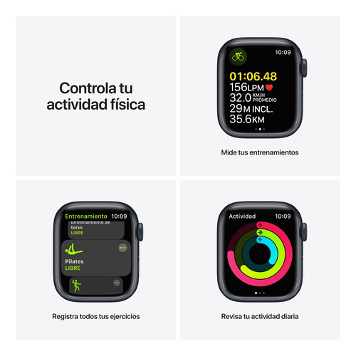 Imagen 6 de 9 de Apple Watch Series 7 (GPS + Cellular, 41mm) - Caja de aluminio color azul medianoche - Correa deportiva azul medianoche