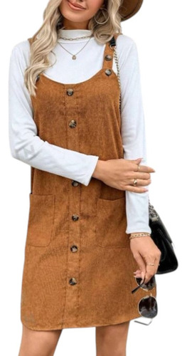 Shein Jumper Jardinero Importado Mujer Café Integral L