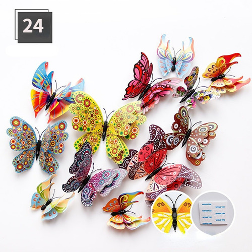 24 Pegatinas De Pared 3d Con Diseño De Mariposas Simuladas