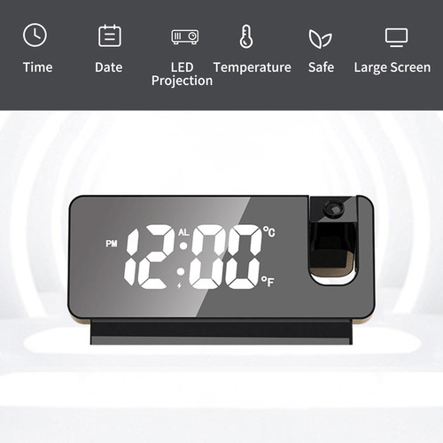Despertador Digital De Proyección Led Con Temperatura Y Fech