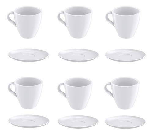 Set X12 Taza Capuchino 200ml Plato Porcelana Tramontina