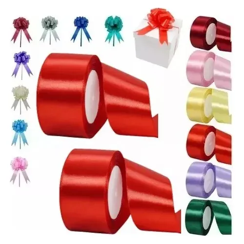 5 Rollos Satinado Decoracion Colores Listón 4cm 110 Metros Meses sin