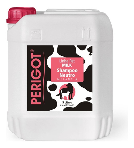 Shampoo Neutro Melancia Milk 5 Litros Perigot Cães Gatos Pet Fragrância Melancia