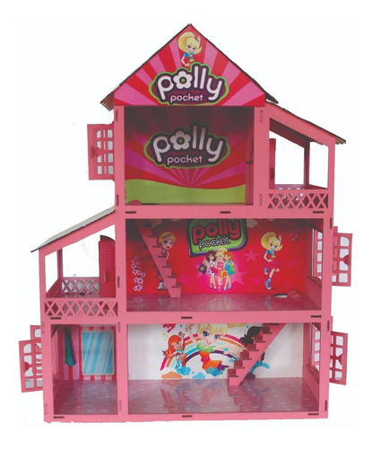 Imagem 2 de 2 de Casinha Boneca Polly +34 Mini Móveis +brinde Madeira Mdf