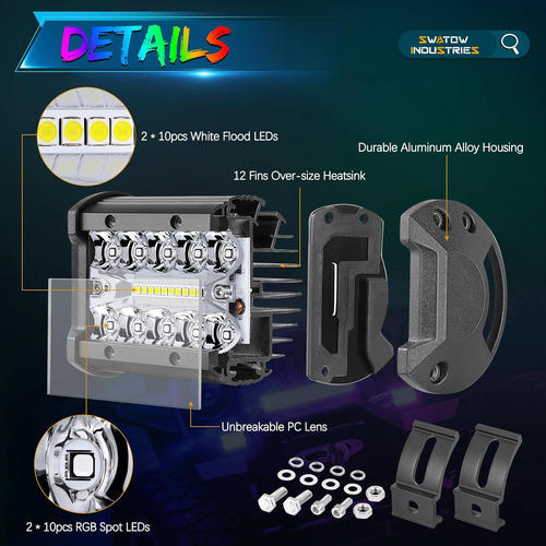 Cápsulas Led Rgb De 4 Pulgadas, Cambio De 2 Piezas De Swatow